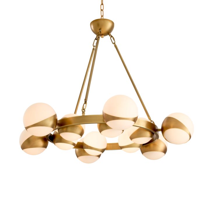 Lustre doré en verre blanc | Eichholtz Piazetta