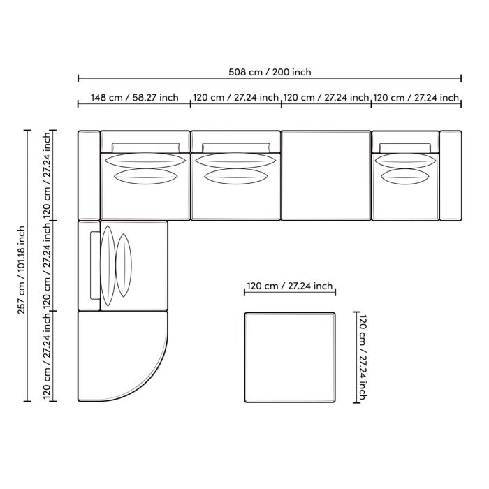Canapé 6 places en tissu greige | Eichholtz Lounge Club