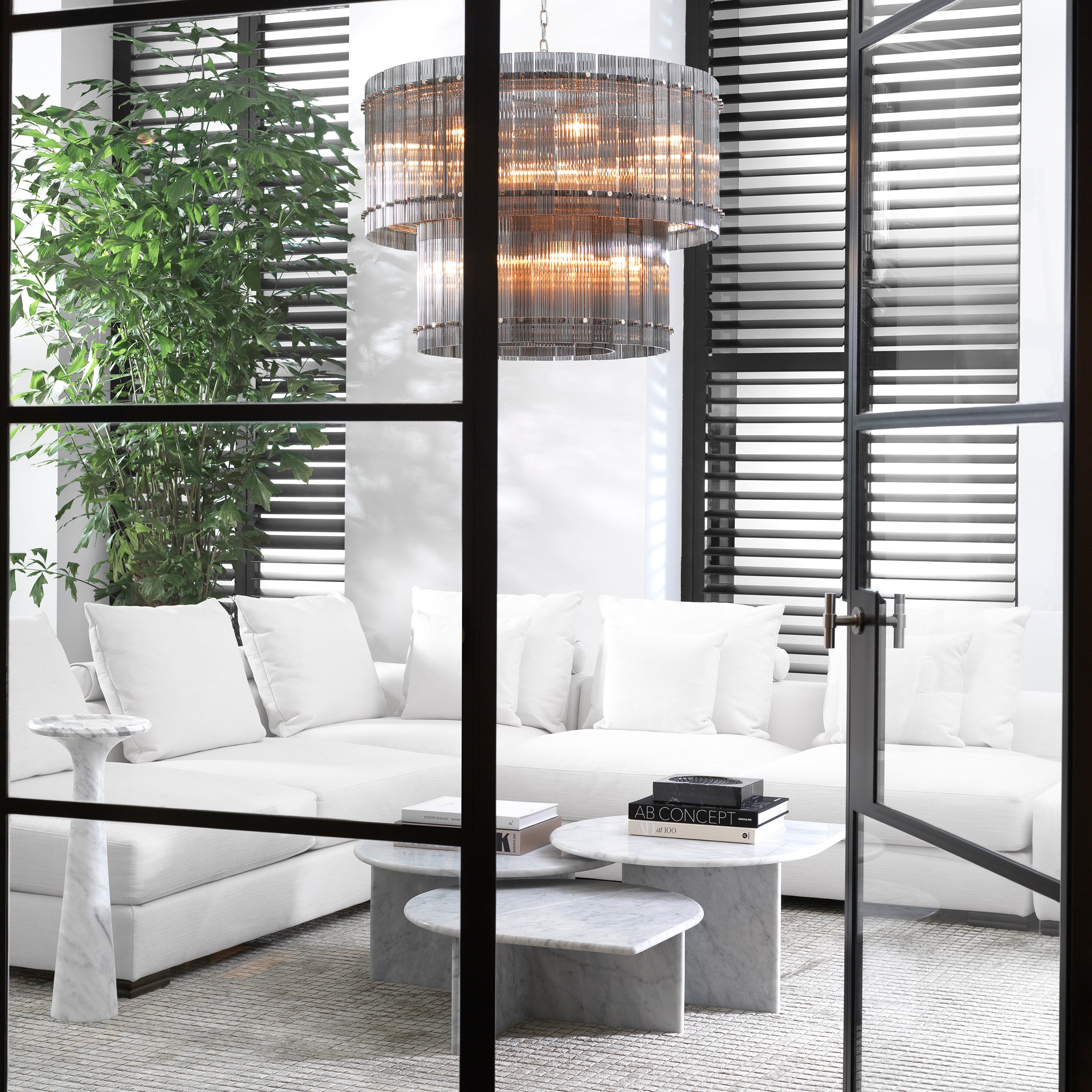 Canapé modulable 2 places en tissu blanc Avalon | Eichholtz Clifford - vue d'ambiance | REMO-HOME