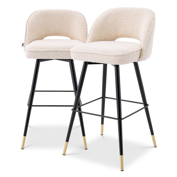Chaise de bar bouclé crème (lot de 2) | Eichholtz Cliff