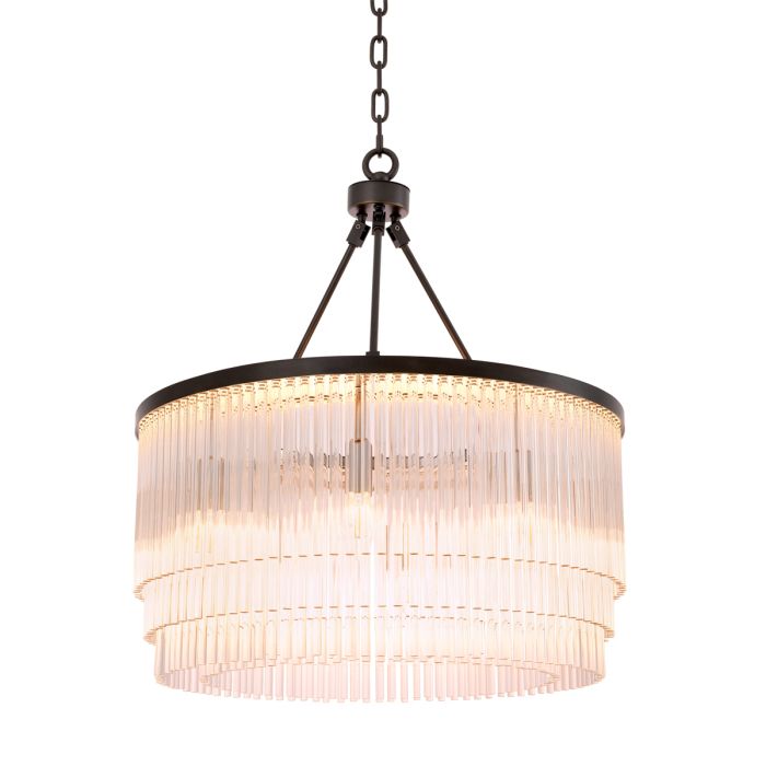 Lustre en bronze et en verre transparent | Eichholtz Hector S