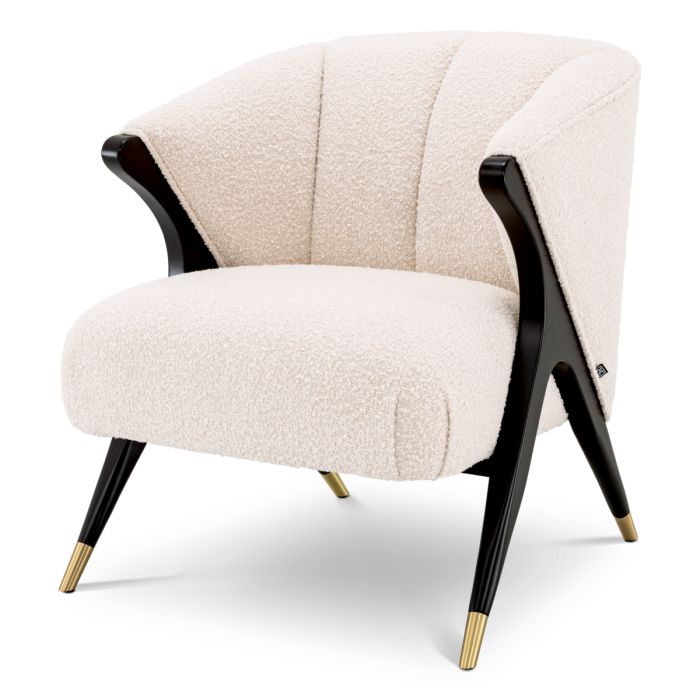 Fauteuil bouclé crème | Eichholtz Pavone