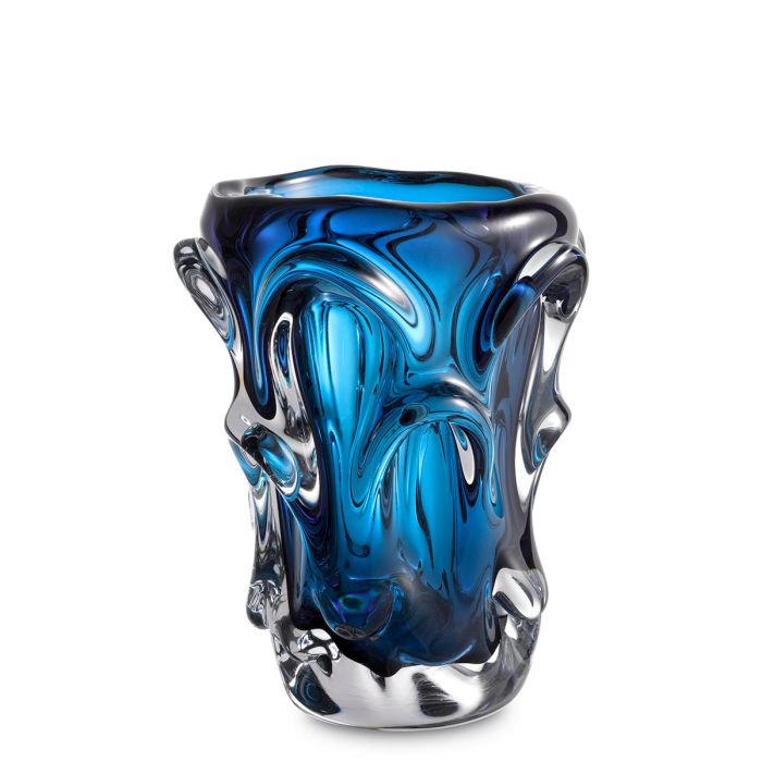 Vase en verre soufflé bleu | Eichholtz Aila S