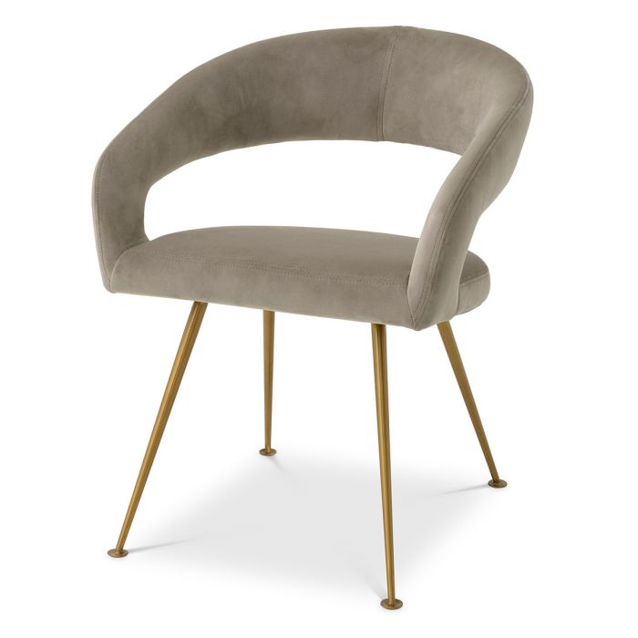 Chaise de salle à manger en velours greige | Eichholtz Bravo