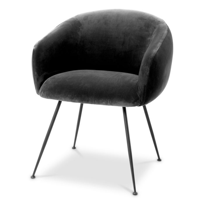 Chaise de salle à manger en velours noir | Eichholtz Elbury