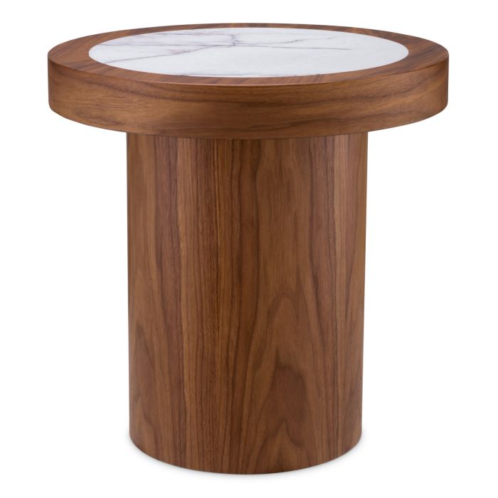 Table d'appoint en noyer et marbre blanc | Eichholtz Presedio