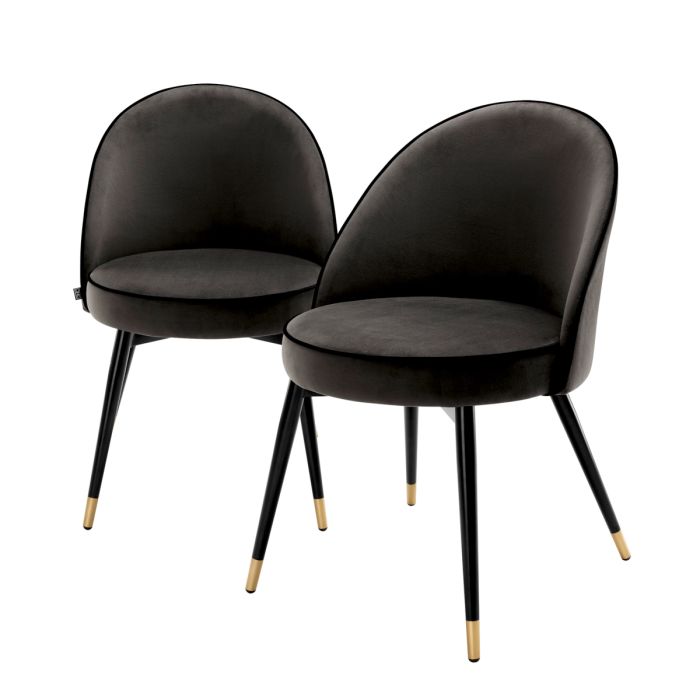 Chaise de salle à manger en velours gris foncé (lot de 2) | Eichholtz Cooper