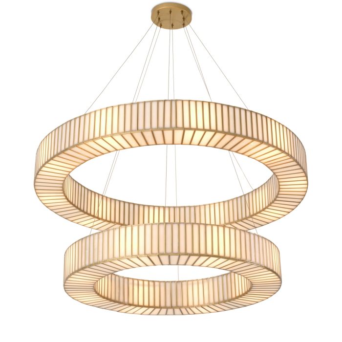 Lustre doré en verre blanc | Eichholtz Monari