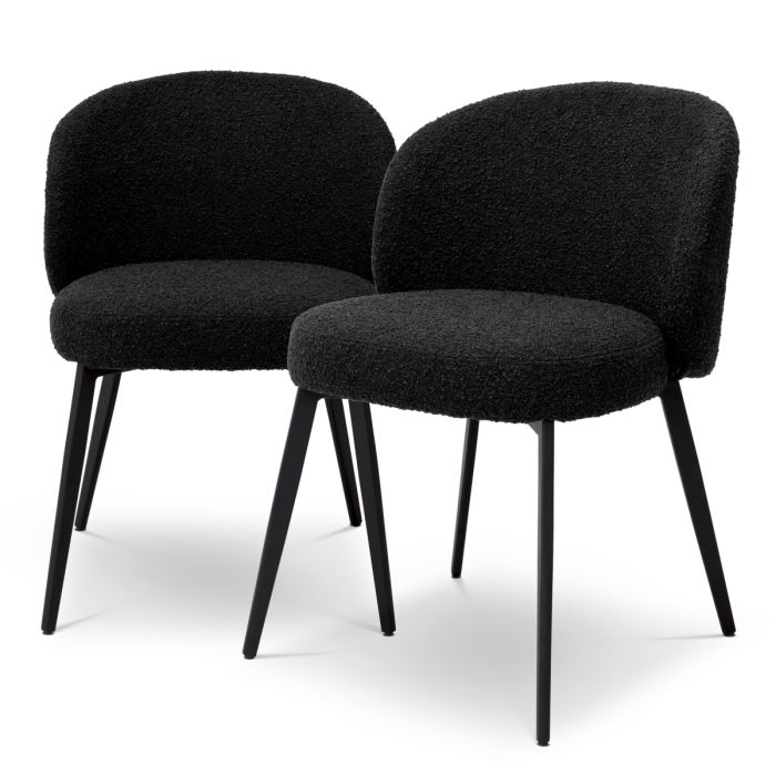 Chaise de salle à manger bouclé noir (lot de 2) | Eichholtz Lloyd
