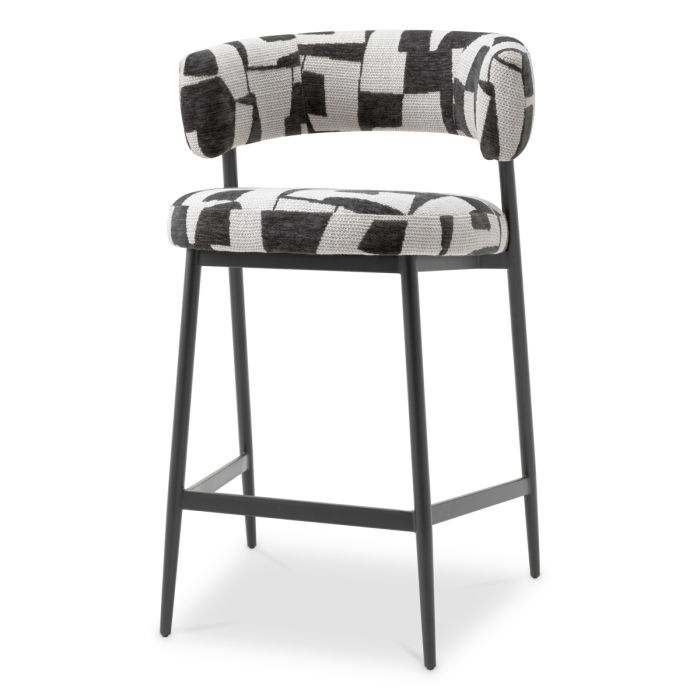 Chaise de comptoir en tissu noir et blanc | Eichholtz Folsom