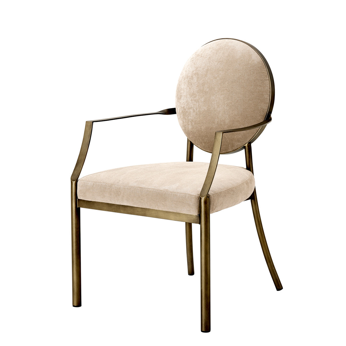 Chaise de salle à manger en velours greige et laiton foncé | Eichholtz Scribe. - vue principale | REMO-HOME