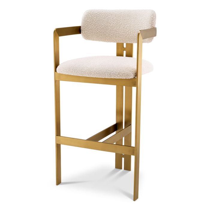 Chaise de bar dorée bouclé crème | Eichholtz Donato