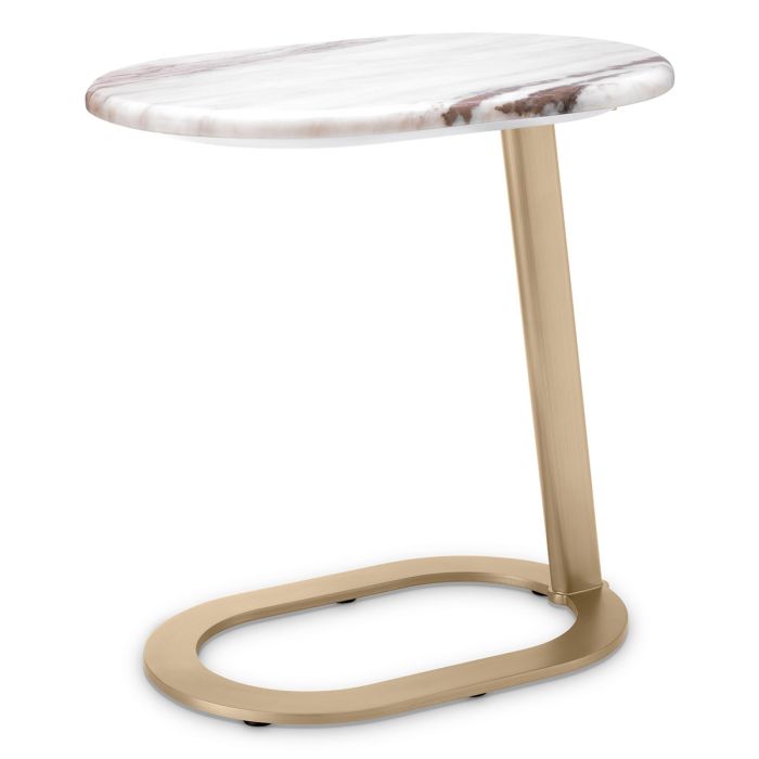 Table d'appoint dorée en marbre blanc | Eichholtz Oyo