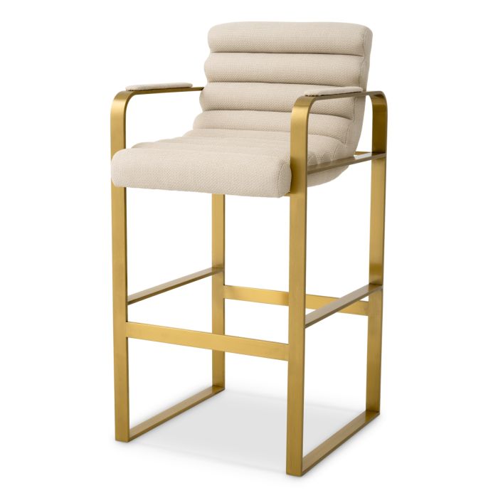 Chaise de bar dorée en tissu sable | Eichholtz Olsean