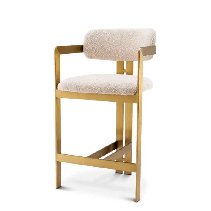 Chaise de comptoir bouclé crème | Eichholtz Donato