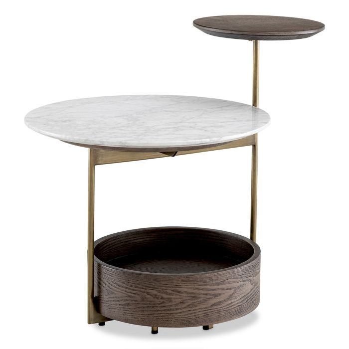 Table d'appoint dorée en marbre blanc | Eichholtz Faye