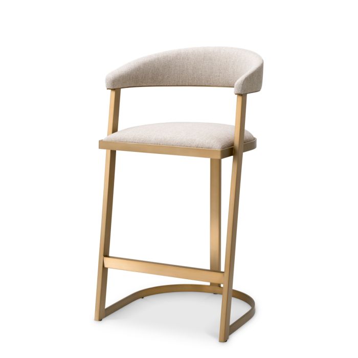 Chaise de comptoir en tissu blanc écru | Eichholtz Dexter