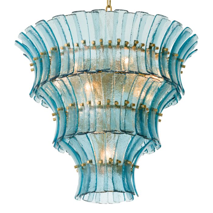 Lustre doré en verre bleu | Eichholtz Toscano