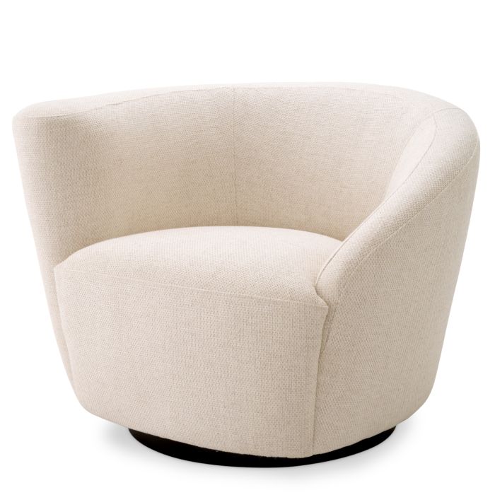 Fauteuil pivotant en tissu blanc écru | Eichholtz Colin R