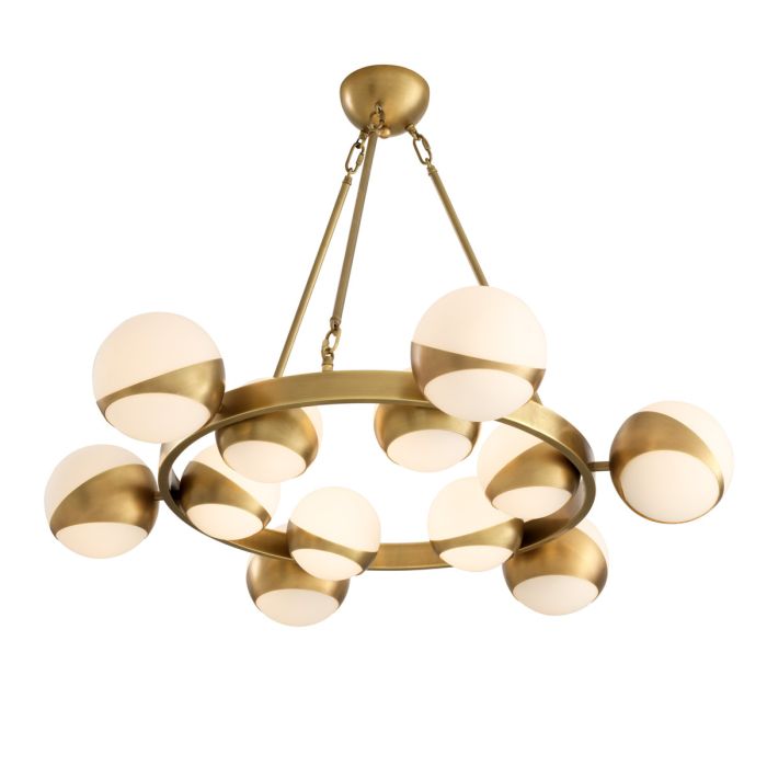 Lustre doré en verre blanc | Eichholtz Piazetta