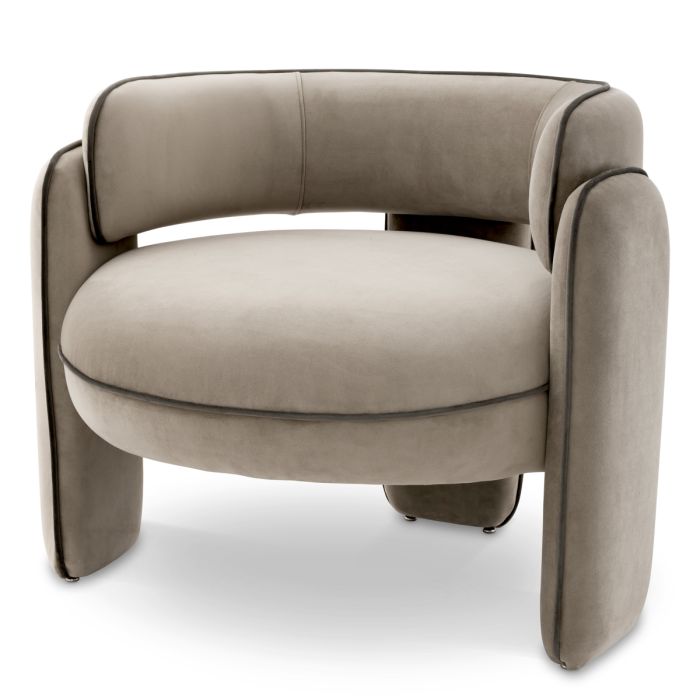 Fauteuil en velours greige | Eichholtz Chaplin