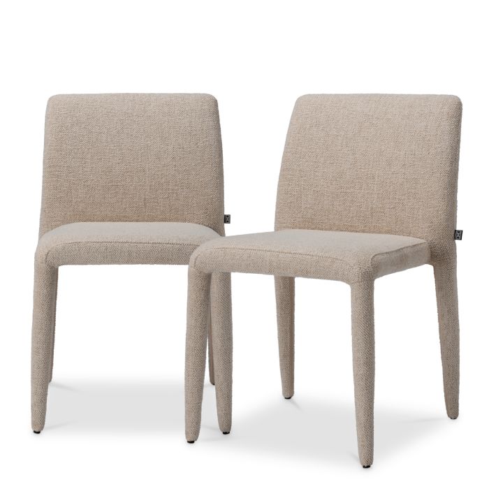 Chaise de salle à manger en tissu blanc cassé (lot de 2) | Eichholtz Leiza