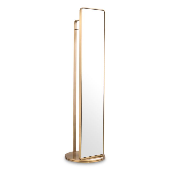 Miroir sur pied en laiton brossé avec portemanteau | Eichholtz Novo