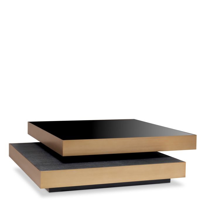 Table basse en laiton brossé et chêne anthracite | Eichholtz Shelton