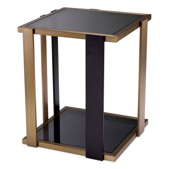 Table d'appoint en laiton brossé et verre fumé | Eichholtz Clio