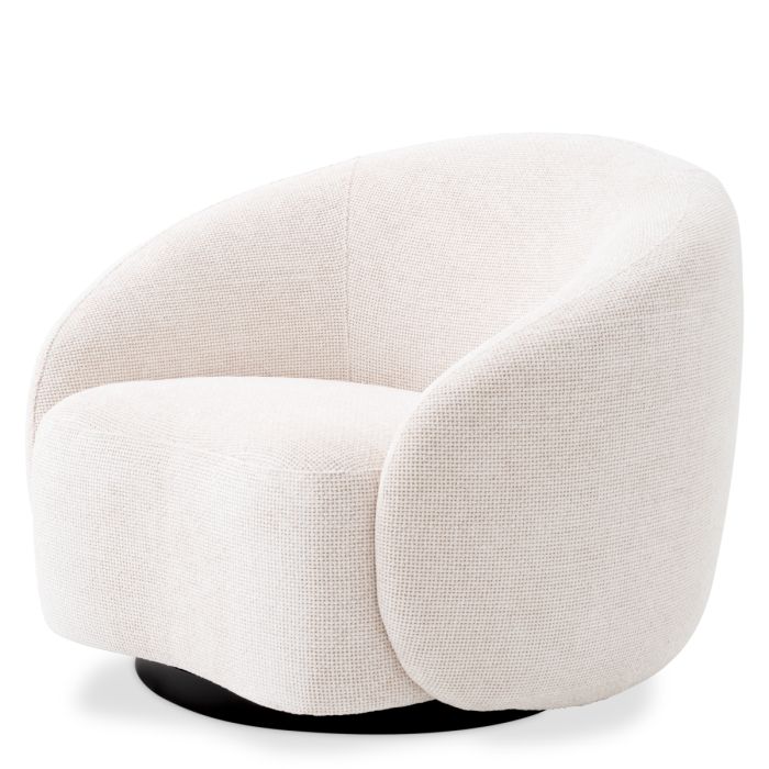 Fauteuil pivotant en tissu blanc cassé | Eichholtz Amore