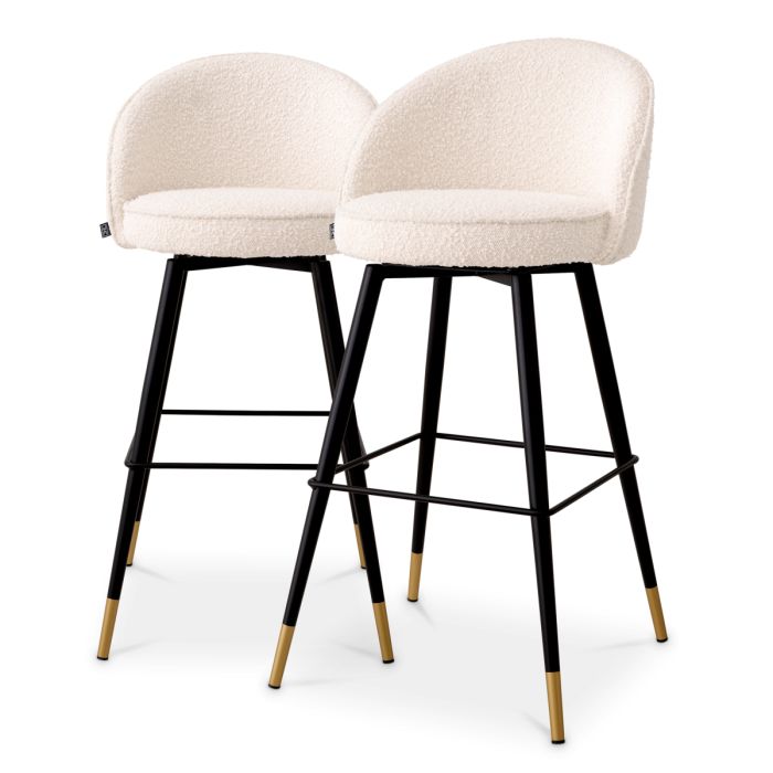 Chaise de bar bouclé crème (lot de 2) | Eichholtz Cooper