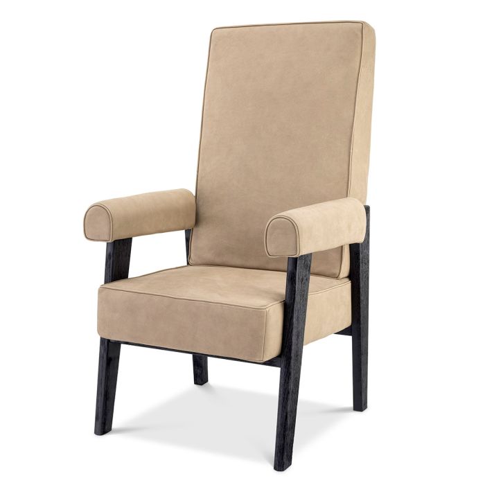 Fauteuil haut en nubuck beige | Eichholtz Felippe