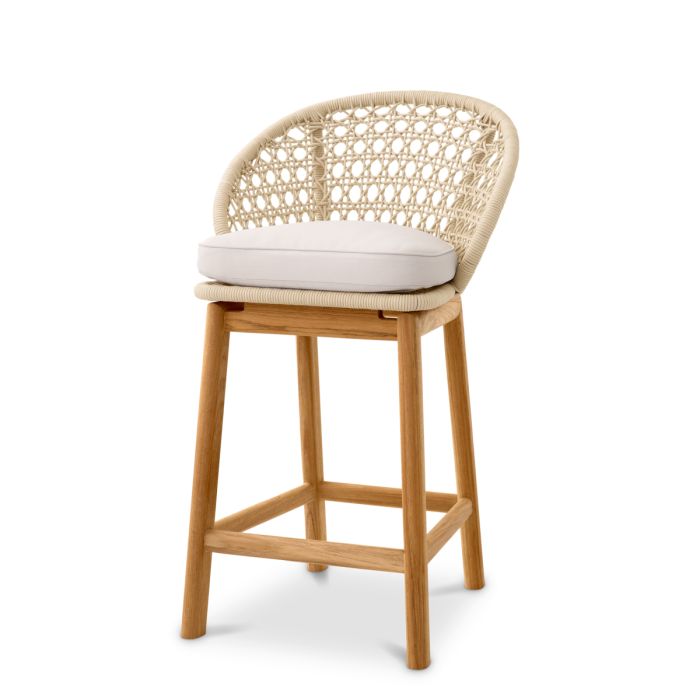 Chaise de comptoir en teck et cordage crème | Eichholtz Trinity