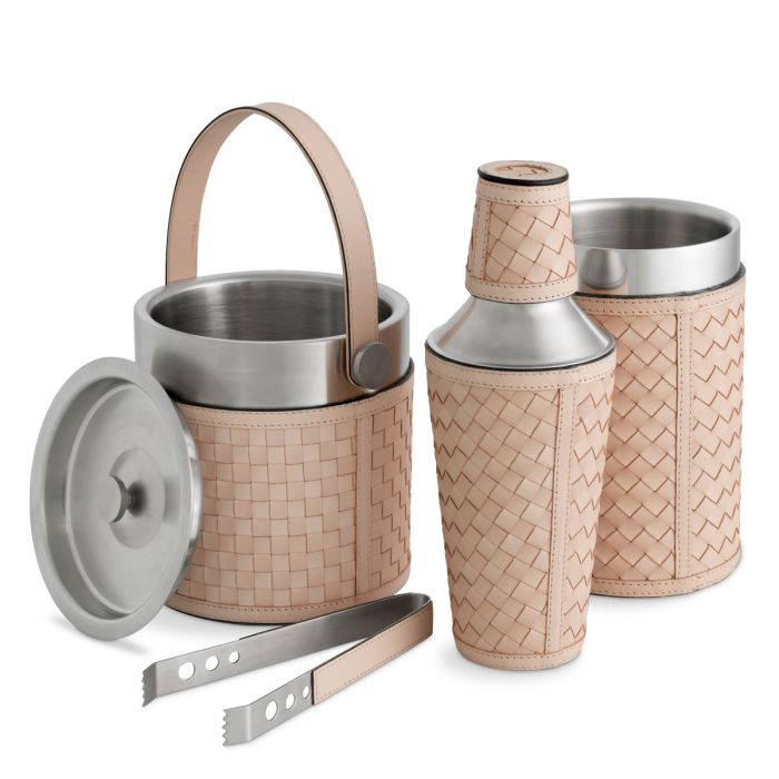 Ensemble cocktail en cuir beige (lot de 3) | Eichholtz Sintra