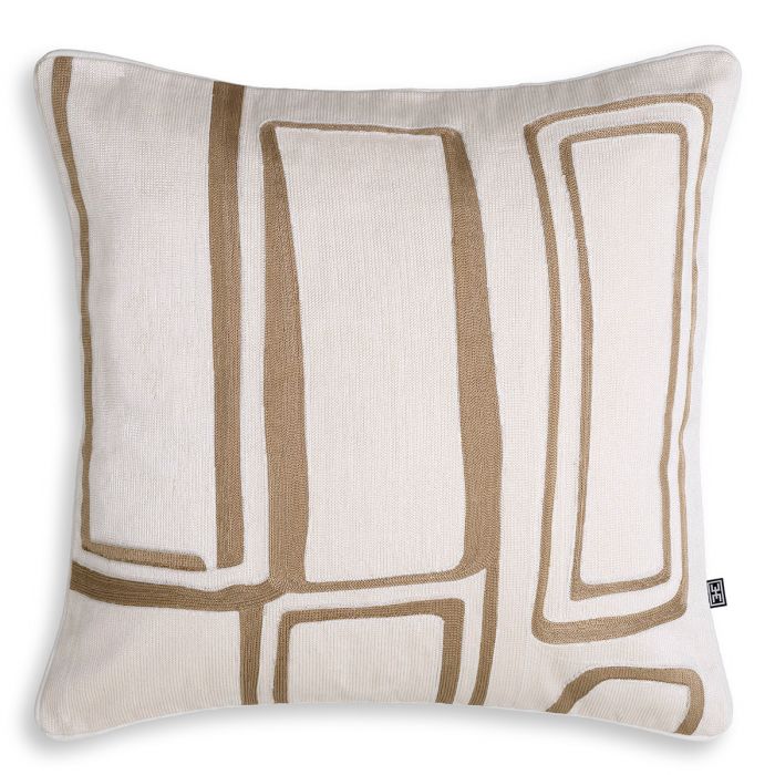 Coussin carré en tissu beige/doré | Eichholtz Ribeira