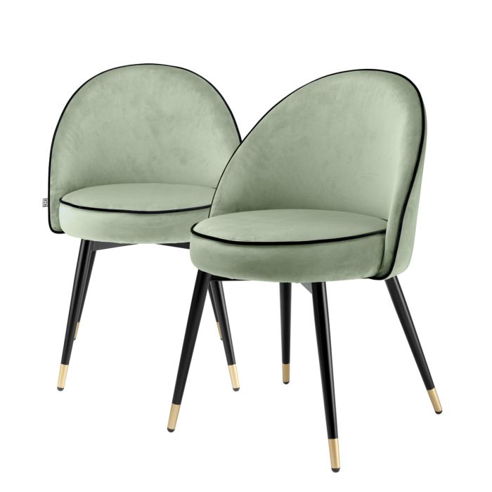 Chaise de salle à manger en velours vert (lot de 2) | Eichholtz Cooper