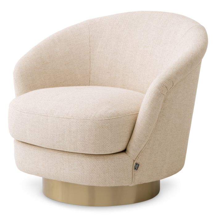 Fauteuil pivotant en tissu beige | Eichholtz Cervo