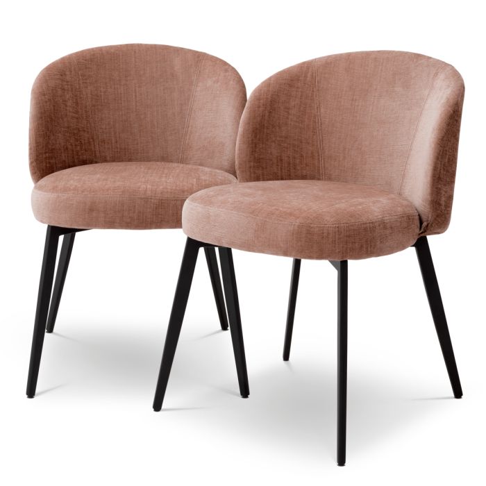 Chaise de salle à manger en tissu rose (lot de 2) | Eichholtz Lloyd