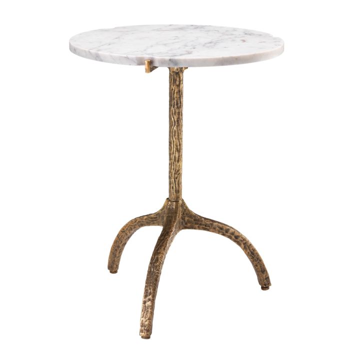 Table d'appoint dorée en marbre blanc | Eichholtz Cortina