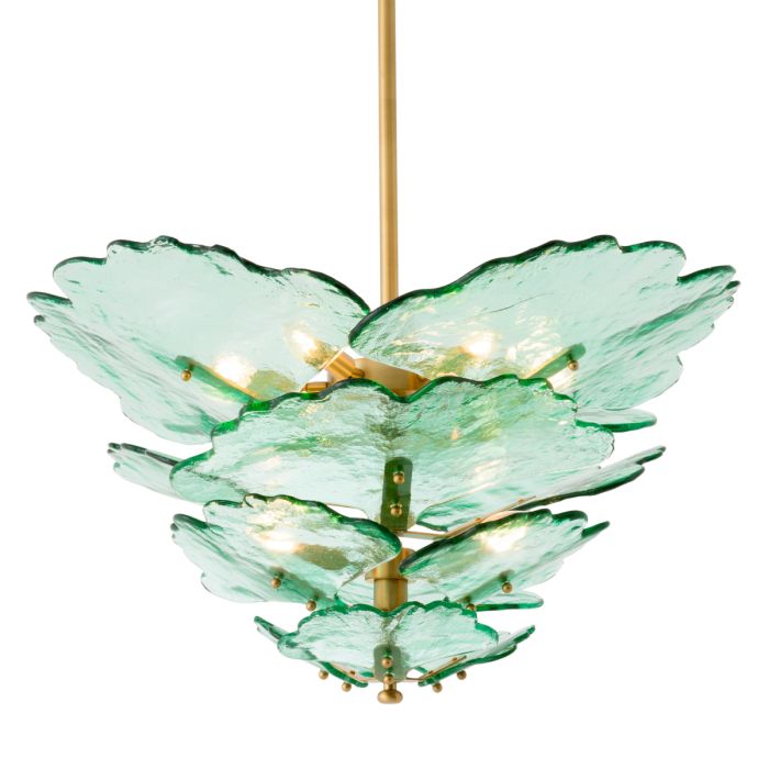 Lustre doré en verre transparent vert | Eichholtz Florina