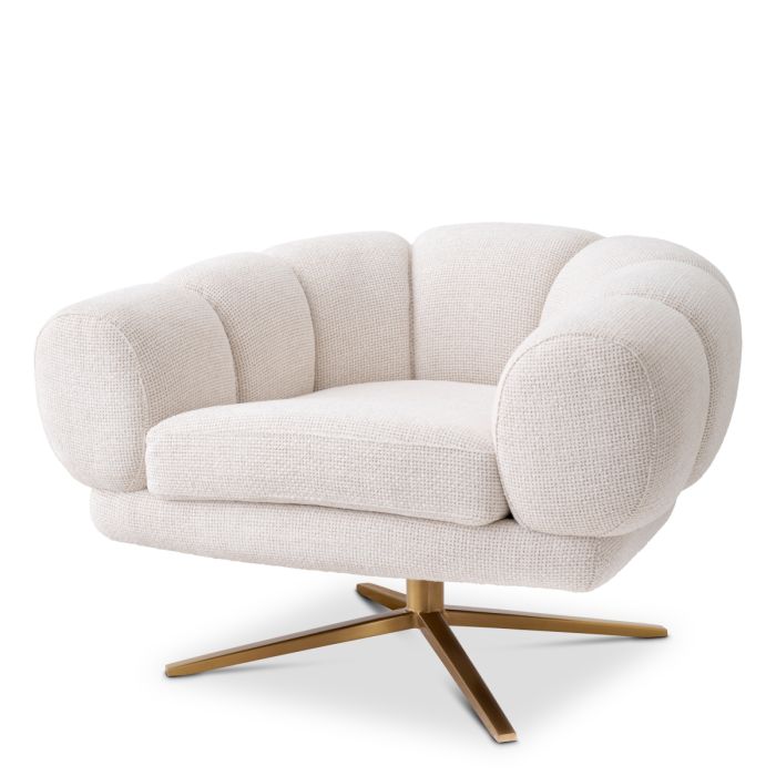 Fauteuil pivotant en tissu blanc cassé | Eichholtz Sunset