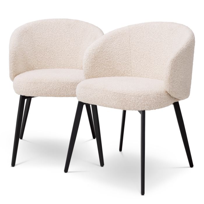 Chaise de salle à manger avec accoudoirs bouclé crème (lot de 2) | Eichholtz Lloyd