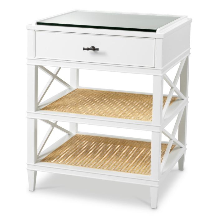 Table de chevet blanche en rotin | Eichholtz Bahamas