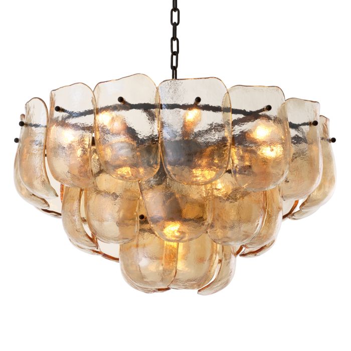 Lustre en bronze et verre champagne | Eichholtz Gustave
