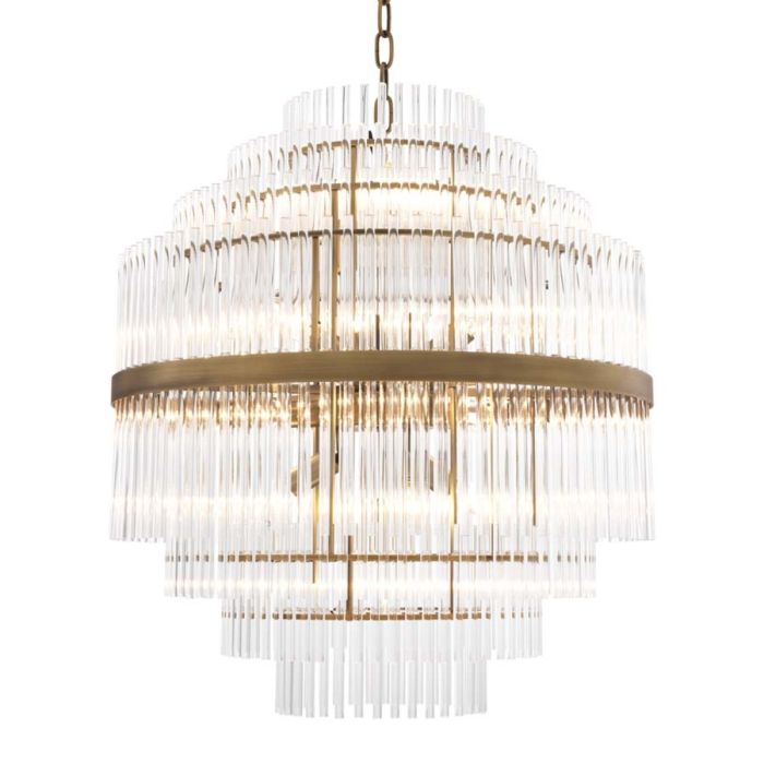 Lustre doré en verre transparent | Eichholtz East