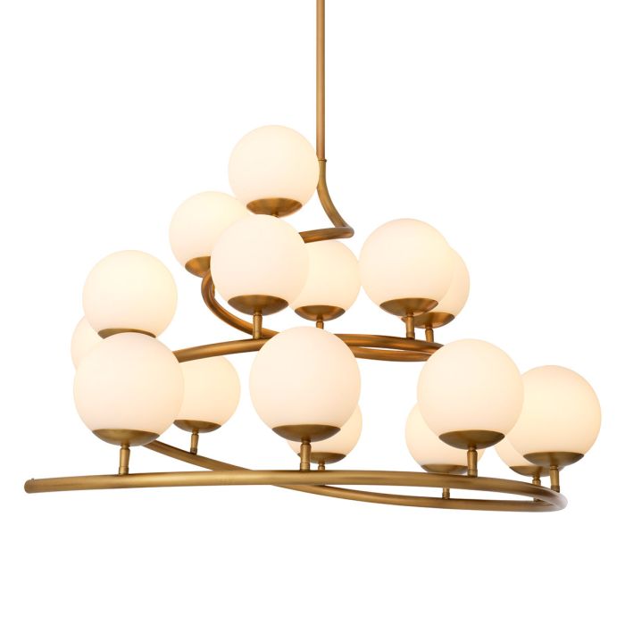 Lustre doré en verre blanc | Eichholtz Brissac