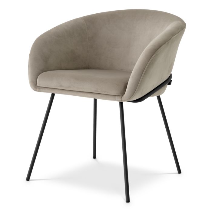 Chaise de salle à manger en velours greige | Eichholtz Campus