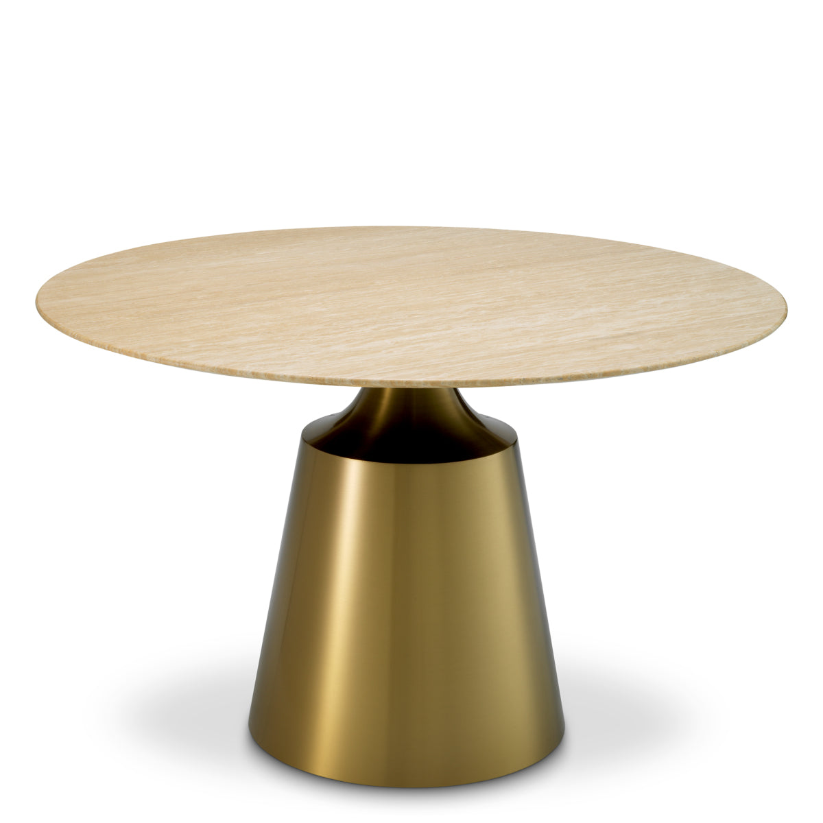 Table de salle à manger en laiton brossé et travertin | Eichholtz Nathan - vue principale | REMO-HOME