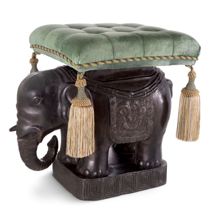 Pouf en bronze et velours vert | Eichholtz Elephant
