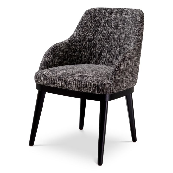 Chaise de salle à manger avec accoudoirs en tissu noir | Eichholtz Costa